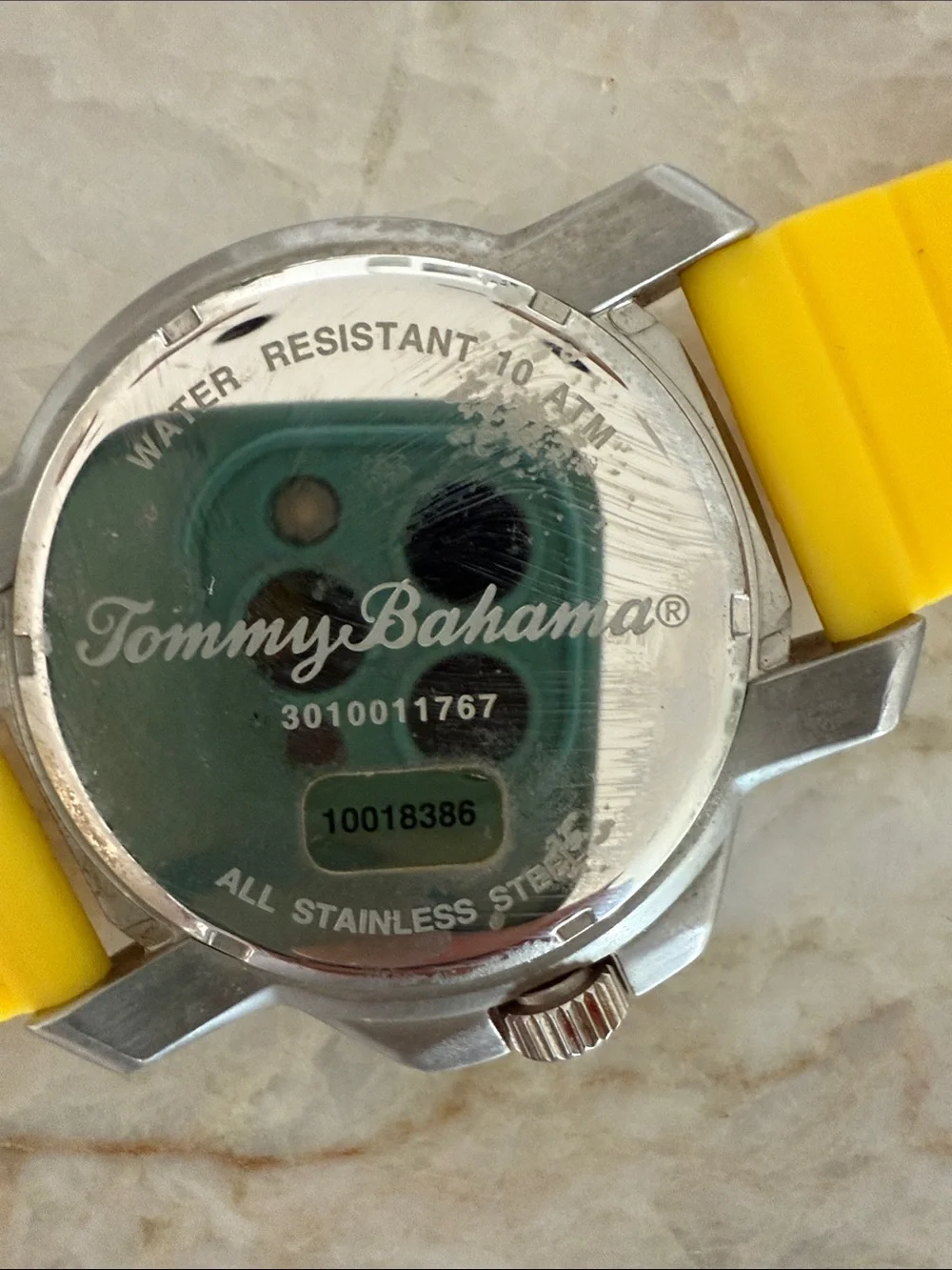 Tommy Bahama Yellow Silicone Strap Dive-Style Watch
